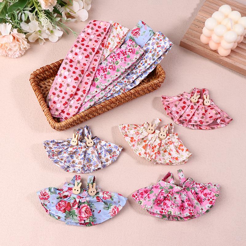 Для куклы Лабубу 17 см Одежда Аксессуары Сладкое цветочное платье с повязкой на голову Плюшевые куклы Сменная одежда Подарки Игрушки для ролевых игр