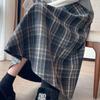 Женская шерстяная клетчатая юбка А-силуэта с высокой талией - Стройнящая, средней длины, в ретро-стиле для осени/зимы