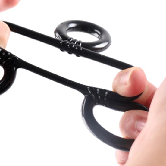 Silicone Cock Scrotum Ring Male Sex Toy Connected 4 Rings Men Ball Spreader Testicle Divider for Lasting Erection Couple