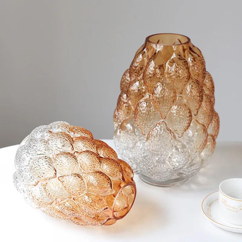 Стеклянная ваза Абстрактный зернистый градиент Ваза для цветов Гидропонные аксессуары Стеклянный террариум Аксессуары для украшения дома