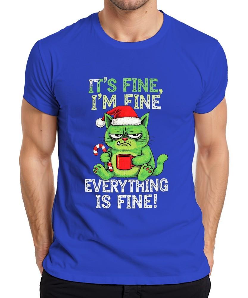 Its Fine Im Fine Everything Is Fine Grumpy Cat Funny Christmas Unisexs Tshi