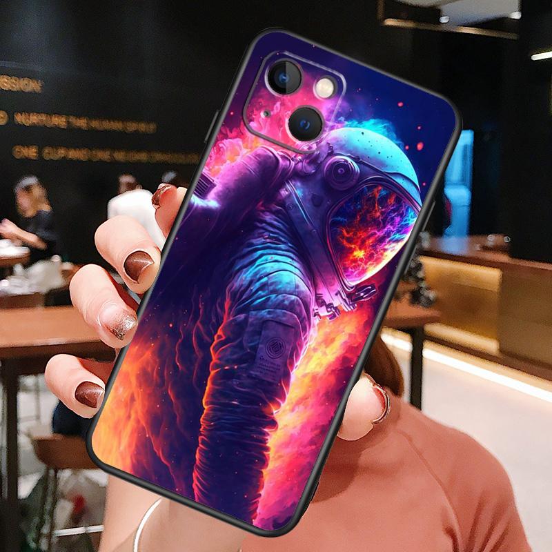 Space Moon Astronaut Phone Case For iPhone 16 Pro Max 14 13 12 11 15 Pro Max Plus 12 13 Mini XR 16e Funda Cover