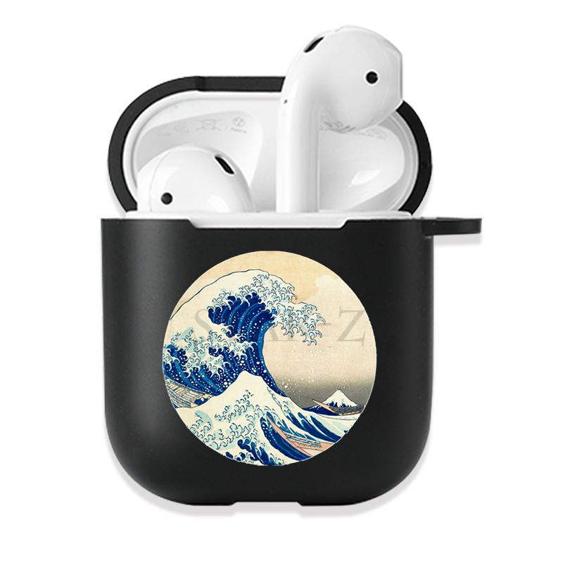 Мягкий черный силиконовый чехол для Apple Airpods Pro 3 2 1 The Great Wave of Kanagawa Bluetooth, беспроводные чехлы для наушников Airpod Cover