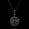Retro Black Necklace for Women's Exaggerated Disc Inlaid Red Zircon Pendant Necklace Party Jewelry Sweater Chain
