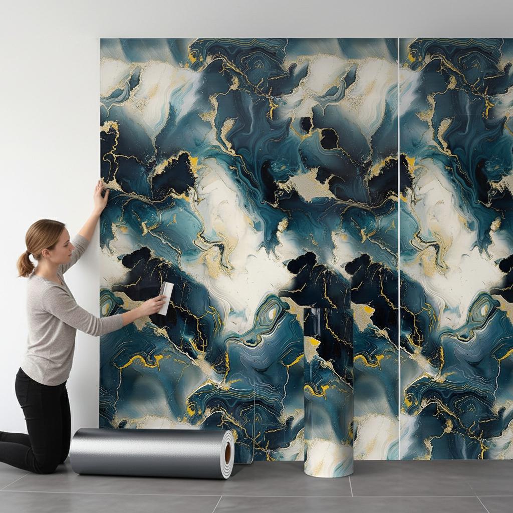 Водонепроницаемая и грязеотталкивающая наклейка на стену Самоклеящиеся обои 1 рулон Толстые пенопластовые обои с рисунком под мрамор для спальни и гостиной