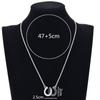 Black White Fashion Jewelry Zinc Zinc Alloy Chain Women Lady Necklace Double Horse Hoof Pendant