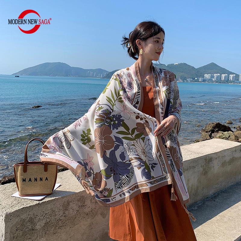 Женская шаль, СОВРЕМЕННАЯ НОВАЯ САГА, летний пляжный шарф, палантины с принтом, женские тонкие шали, накидки, палантин