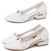 Shallow-mouthed Shoes Women's Low-heeled Spring and Autumn Shoes Joker White Thick Heel Work Shoes Anti-slip