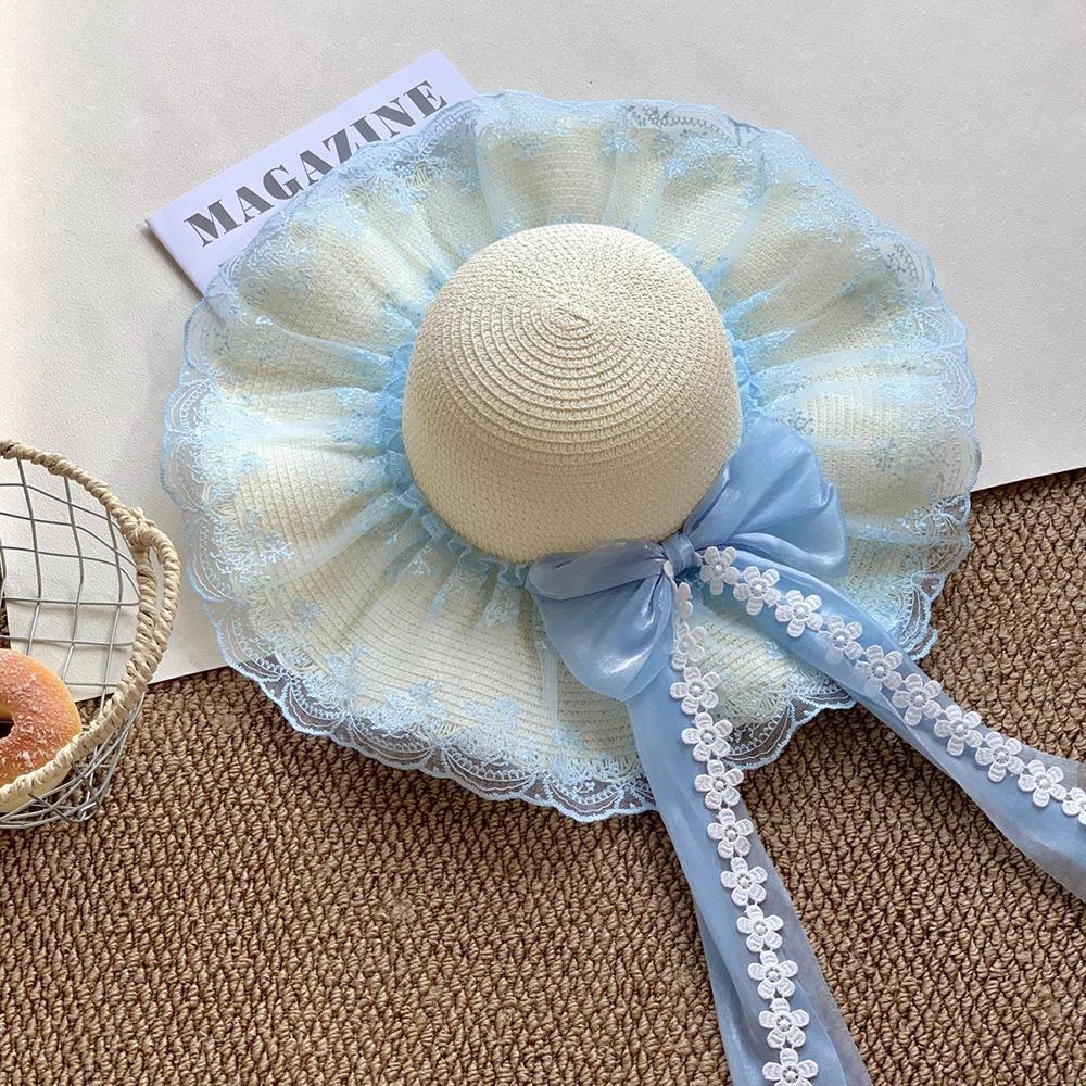 Large Brim Straw Hat Flower Wide Brim Hat Fashion Sun Hat Sun Shading