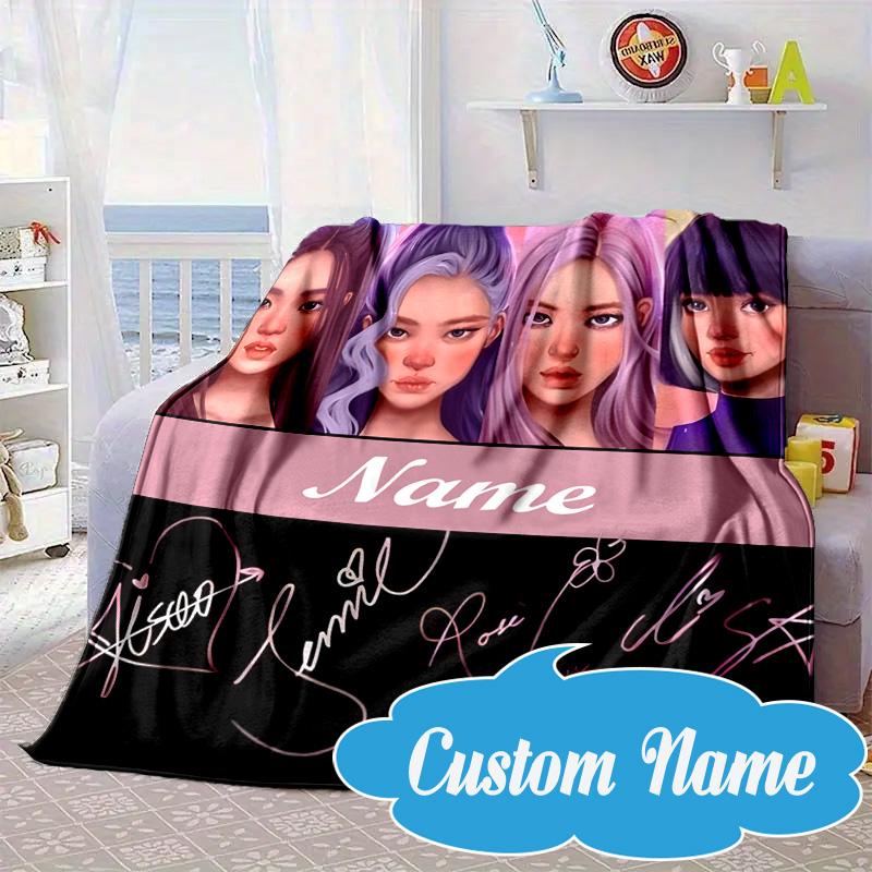 Custom Name Kpop Group Fashion Blanket bed sofa Blanket Flannel Blanket for Camping, Hiking, Picnic Essentials,gift for Fan family