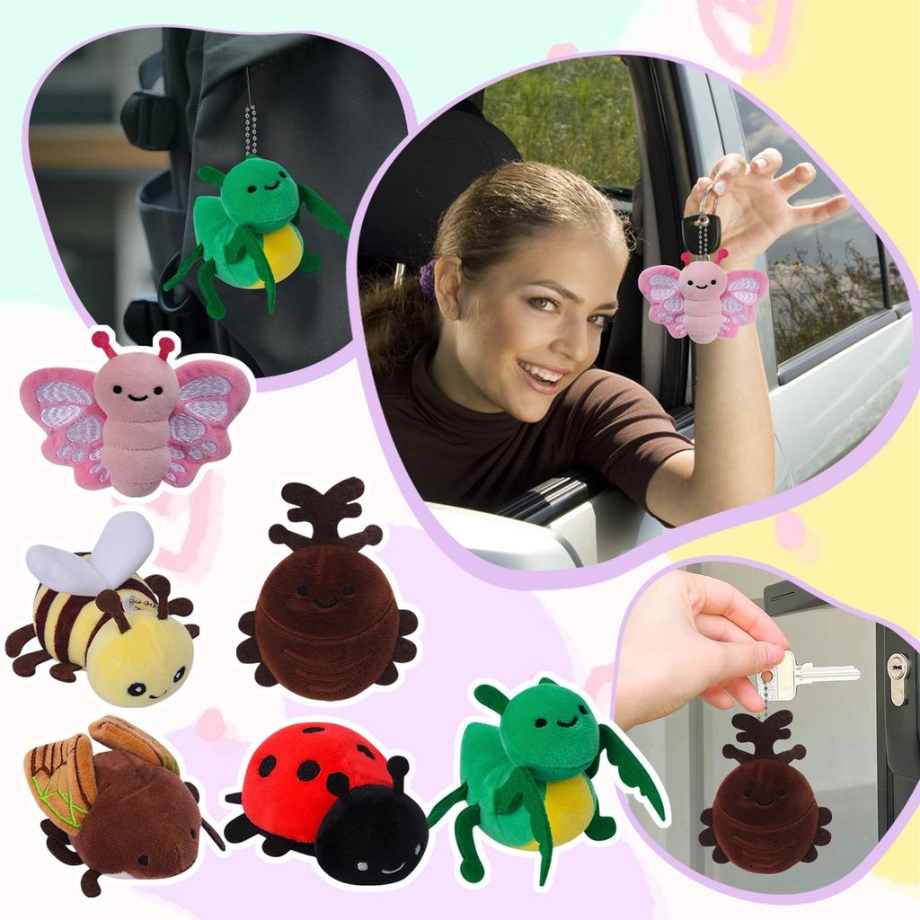 Брелок с плюшевой игрушкой серии Insect, креативный декоративный брелок-подвеска