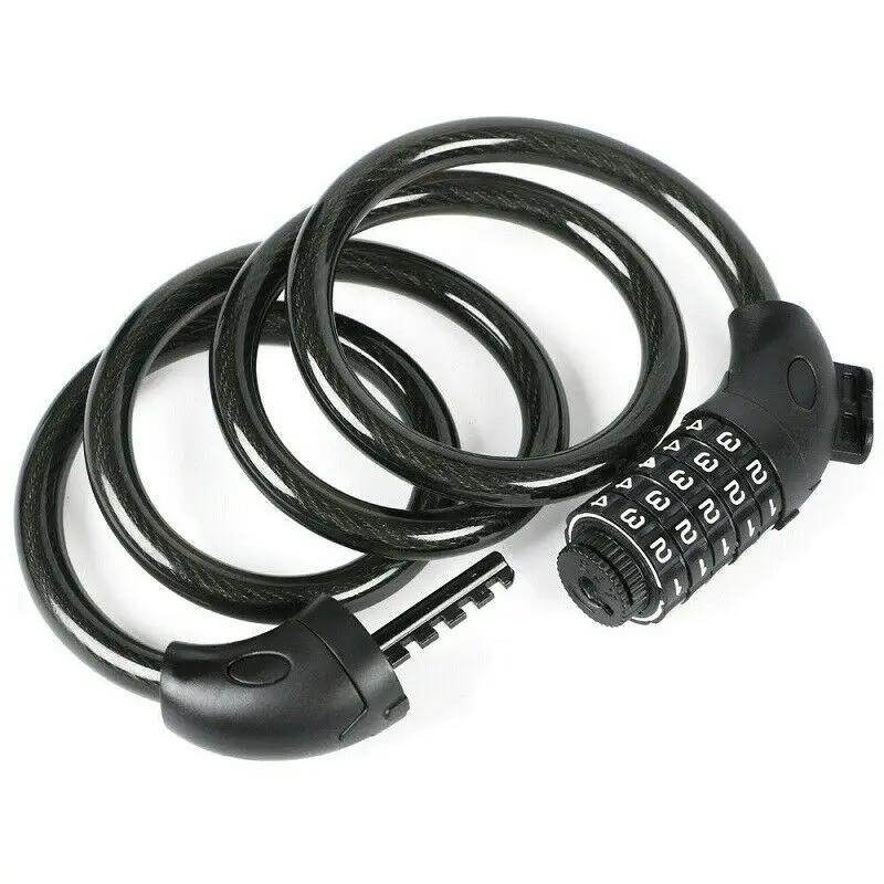 Велозамок 5-значный кодовый комбинационный велосипедный защитный замок стальной трос спиральный велосипедный велосипедный замок 120 см цепь навесной замок 12 мм