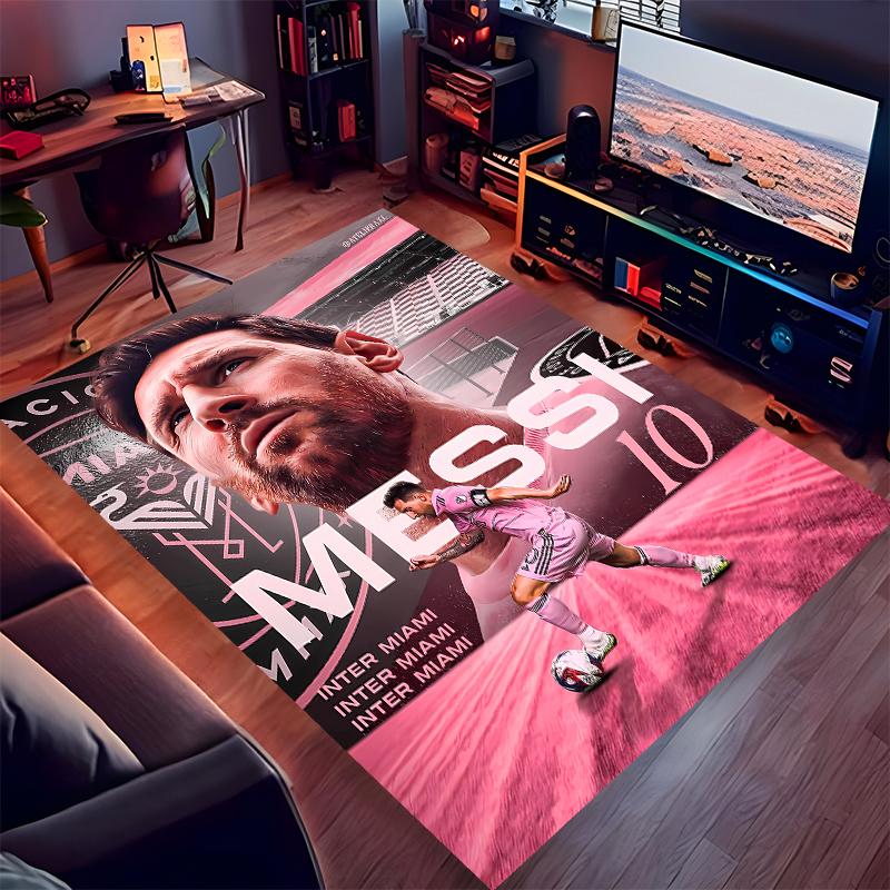 1pc Inter Miami CF Print Area Rug - Soft,Washable Non-Slip Indoor Mat for Office Chairs,Living Room,Home Office Decorative Rug
