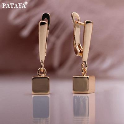 Длинные серьги-капли цвета розового золота с квадратным кубом, женские уникальные металлические необычные серьги высокого качества на каждый день