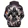 Men's Hoodie Retro Skull 3d Print Hooded Sweatshirt Spring Long Sleeve Hoodie Oversized Clothing Fashion Street Sportshiort