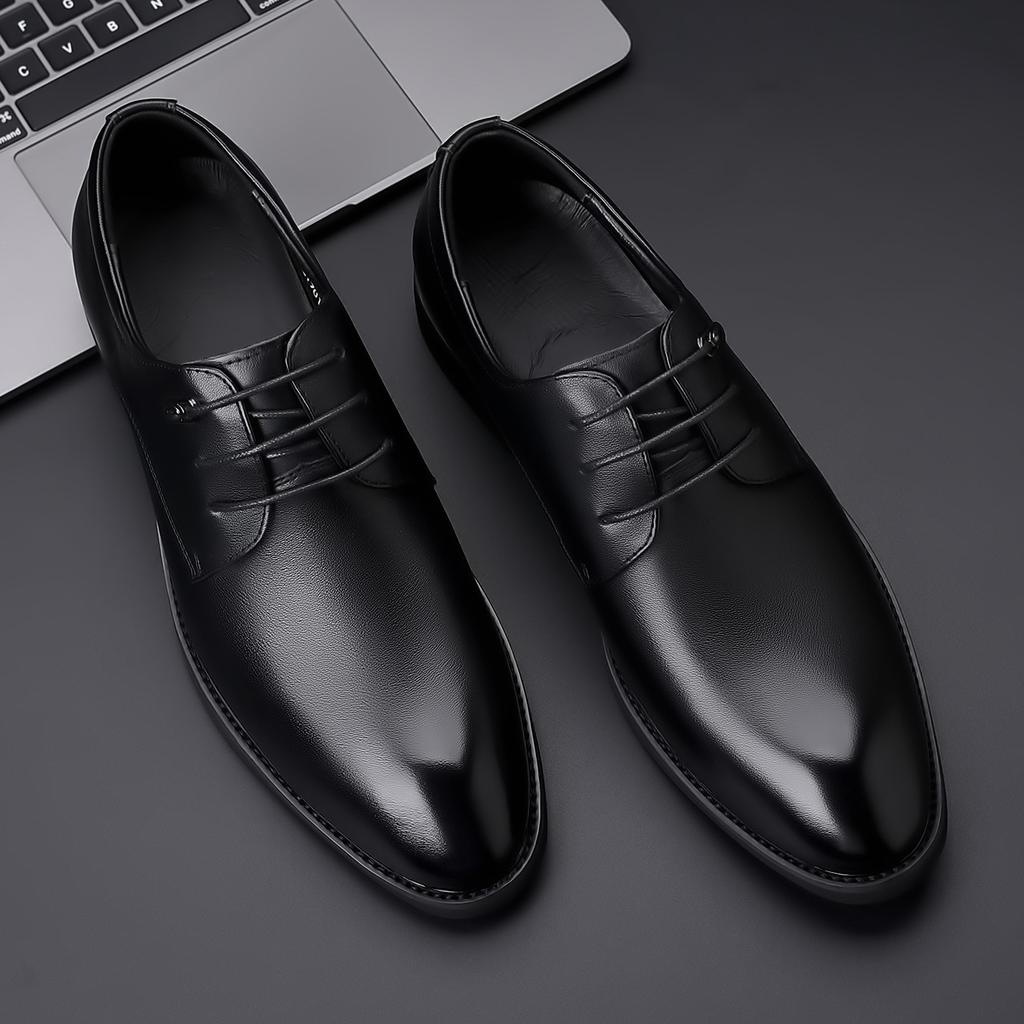 The First Layer of Cowhide New Men's Leather Shoes Business Dress Genuine Leather Wedding Shoes Commuting British Style Breathable Men's Shoes Large