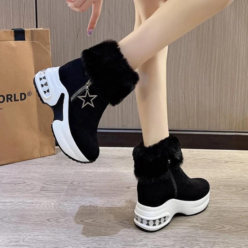 Модные зимние сапоги женские 2024, зимние корейские короткие ботинки-трубы Botas Mujer для отдыха Tênis, теплые утепленные хлопковые сапоги Zapatos Para Mujeres 43