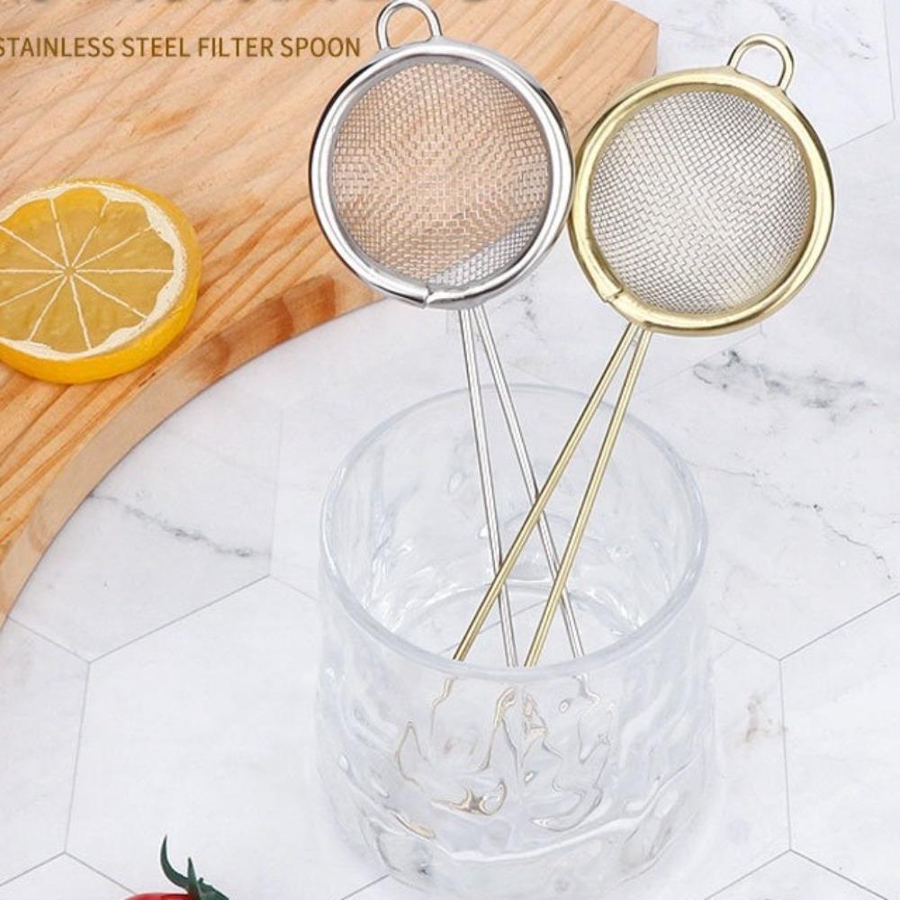 Stainless Steel Fat Skimmer Spoon Easy to Clean Cocktail Sieve Portable Tea Strainer  for Kitchen