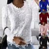 Womens Tops Long Sleeve T-Shirts Lace Slim Fit Blouses Crewneck Tunic Tops Fall Shirt Loose Pullover Blouse
