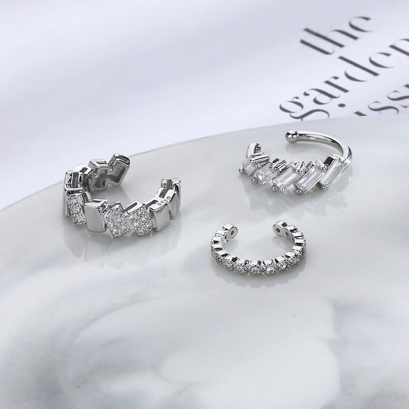 Geometric Zircon Exquisite Ear Clips, Autumn And Spring Fashion Light Luxury, No Ear Holes, Small Square Diamond Earrings, Ear Hanging Wind