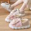 Cotton Slippers Bag Heel Bow Winter Indoor Home Women's Warm and Velvet Household Wool Cotton Shoes Women Wear Outside Winter