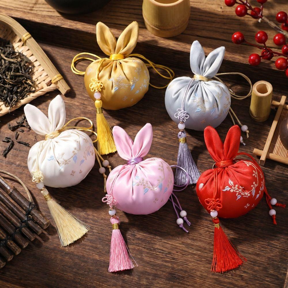 Brocade Mid-Autumn Festival Rabbit Sachet Bag Handmade Drawstring Empty Bag  Home Decor