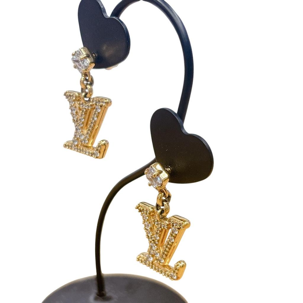 LOUIS VUITTON Earring Lady LV Gold Plated gold Women M01844 Storage box Used