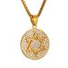 Hip Hop Iced Out Star of David Pendant Gold Color Stainless Steel Hexagram Necklaces For Men Women Jewish Jewelry Birthday Gift