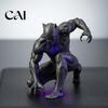 Detailed Muscle Texture Figurine 3D Printed Black Panther Action Figure, Warrior Statue, Sturdy PLA Resin Art Squat Combat Pose Matte Gaming