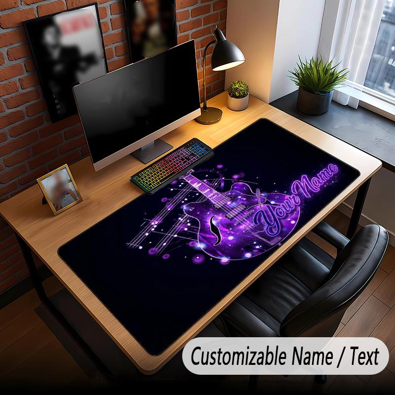 Music Guitar Theme Custom Mouse Pad Personalized With Name Text Customized Desk Mat For Office Home Decor