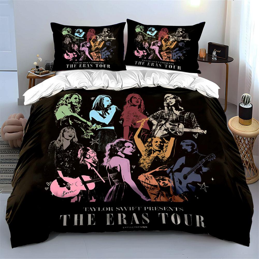 The Eras Tour Illustration Print Bedding Duvet Cover Set Duvet Cover Pillowcases (1*Duvet Cover 2*Pillowcases, without duvet insert)