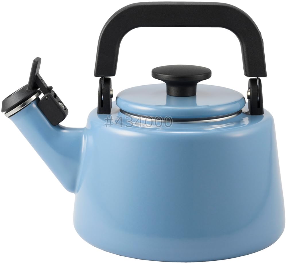 Fuji Enamel Cotton Plus Whistling Ash Kettle, 2.1L, Blue, CTP-2.1WK.AB