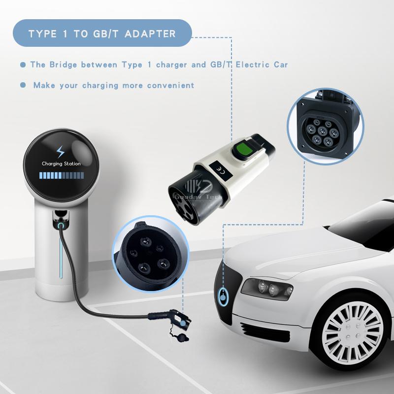 Hot Selling EV Charger Adaptor 32A Type 1 J1772 To GBT GB/T Electric Cars Vehicle Charger Charging Connector Anti-Drop Button