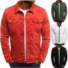 Men's Solid Color Casual Denim Jacket with Button Up Cardigan Style