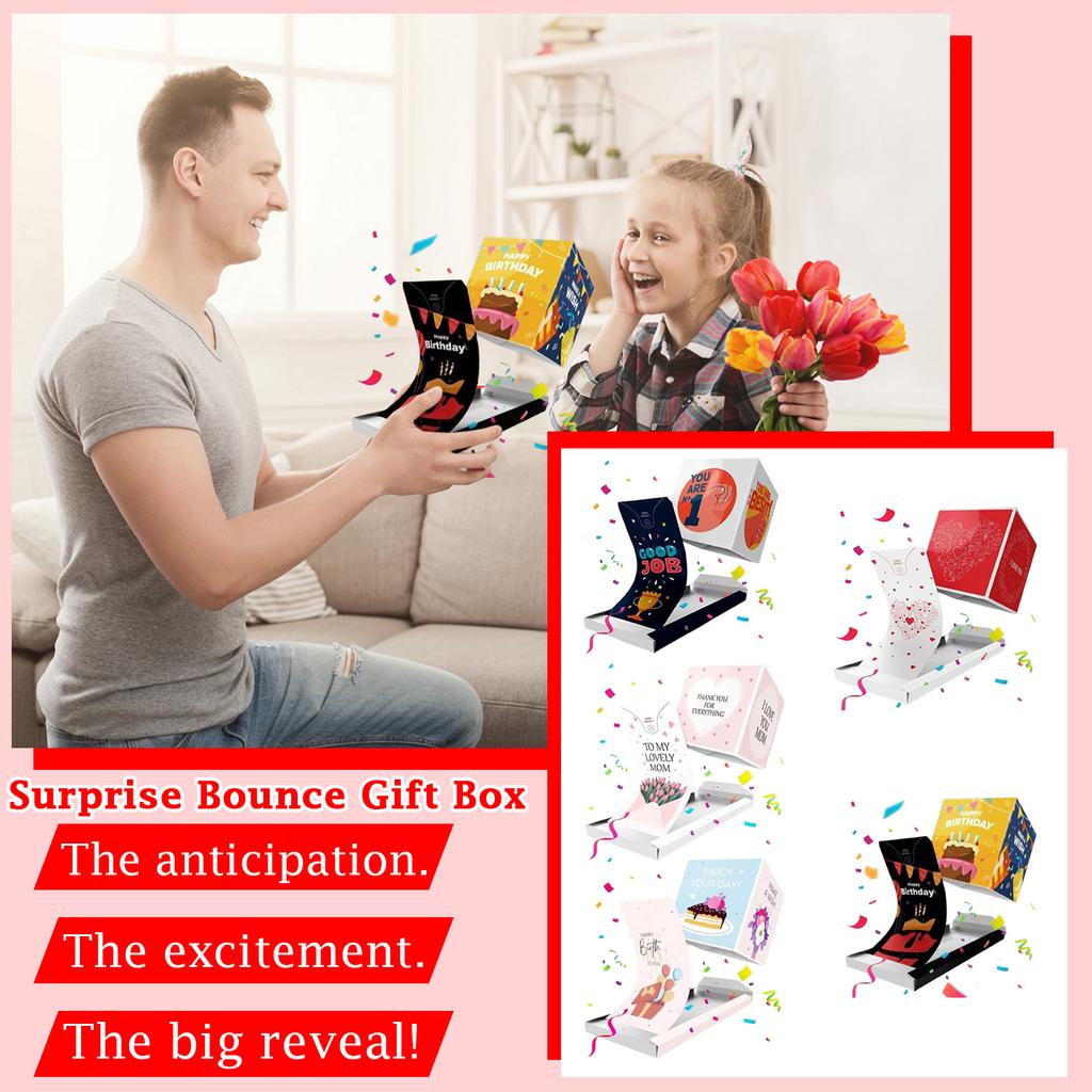 Прыгающая коробка-сюрприз - Коробка-сюрприз с раскрывающимися элементами - Сюрприз на день рождения с конфетти, Взрывающаяся коробка для взрослых и детей, Сюрприз для праздничной вечеринки
