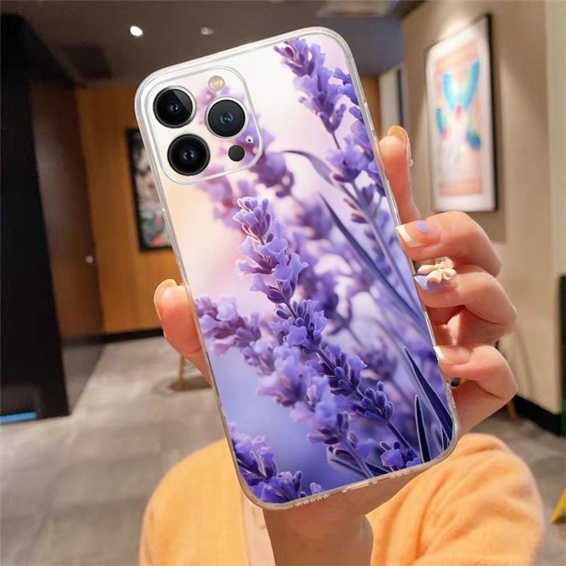 Чехол для телефона с цветком лаванды фиолетового цвета Для iphone 17 Pro Max Air 16 15 14 13 Pro Max 15 16 Pro 15Plus