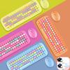 Kawaii Candy Colors Беспроводная клавиатура и мышь в комплекте 2,4G USB Круглая панк-клавиатура и оптическая мышь для компьютера, домашнего офиса