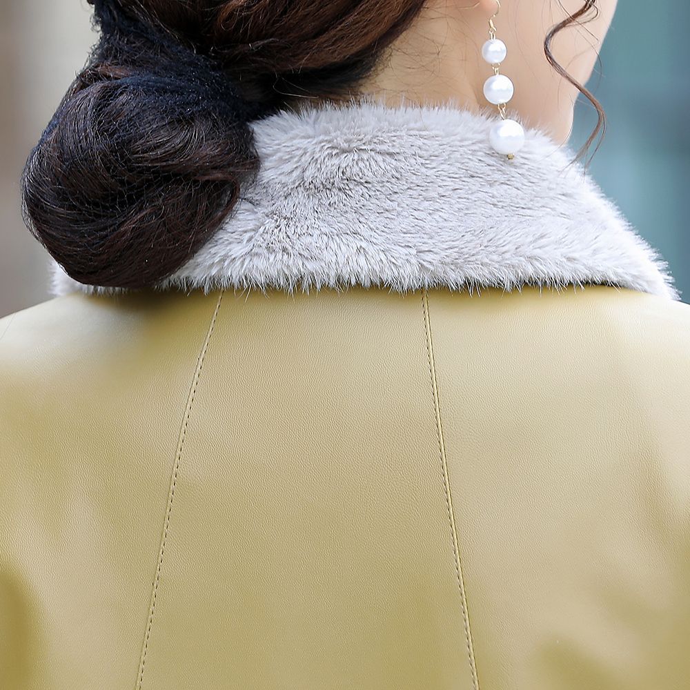 Женская шуба из толстого бархата для зимней моды, кожаная ветровка средней и длинной длины