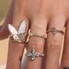 Stylish And Elegant Butterfly Diamond Ring Set Wholesale Fashion Accessories