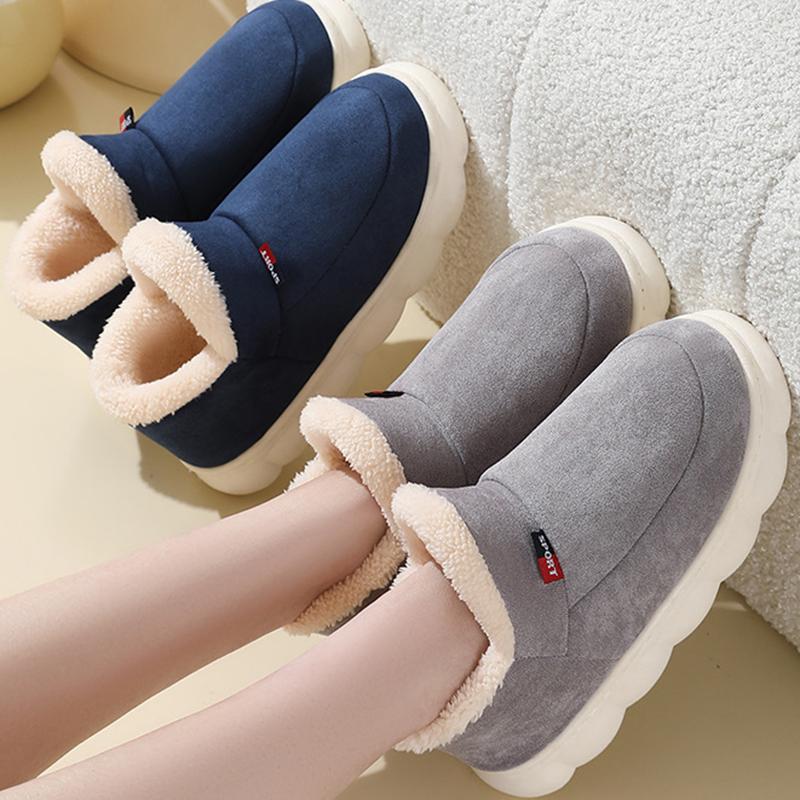 2025 Winter Platform Plush Slippers Women Comfy Soft Sole Cotton Indoor Shoes Woman Non Slip Windproof Warm Snow Boots Female
