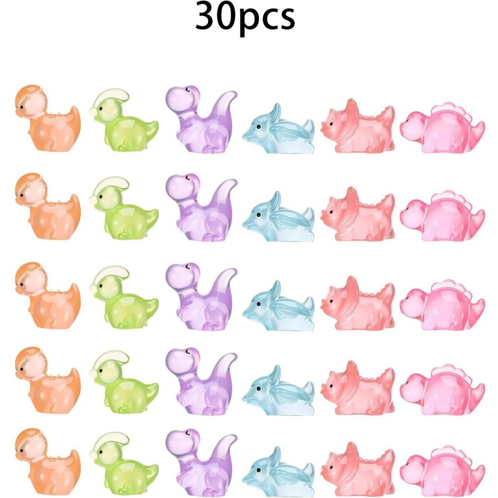 Non-Toxic 20Pcs Luminous Dinosaur Figurines Glow In Dark Mini Resin Animals For Fairy Garden Decor Gift