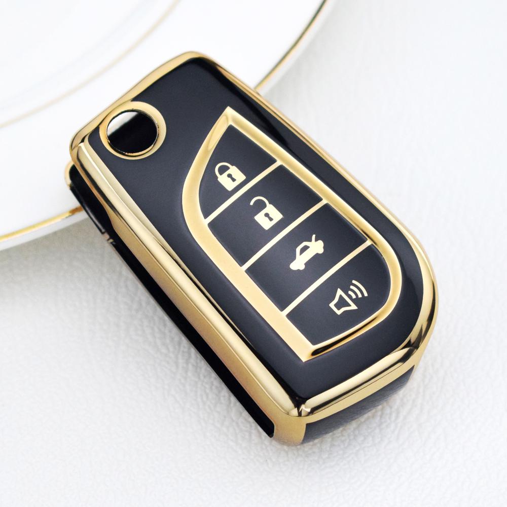 4 Button TPU Car Key Cover Case Shell Set Protector Fob for Toyota Aygo Yaris Highlander Camry RAV4 Key Holder