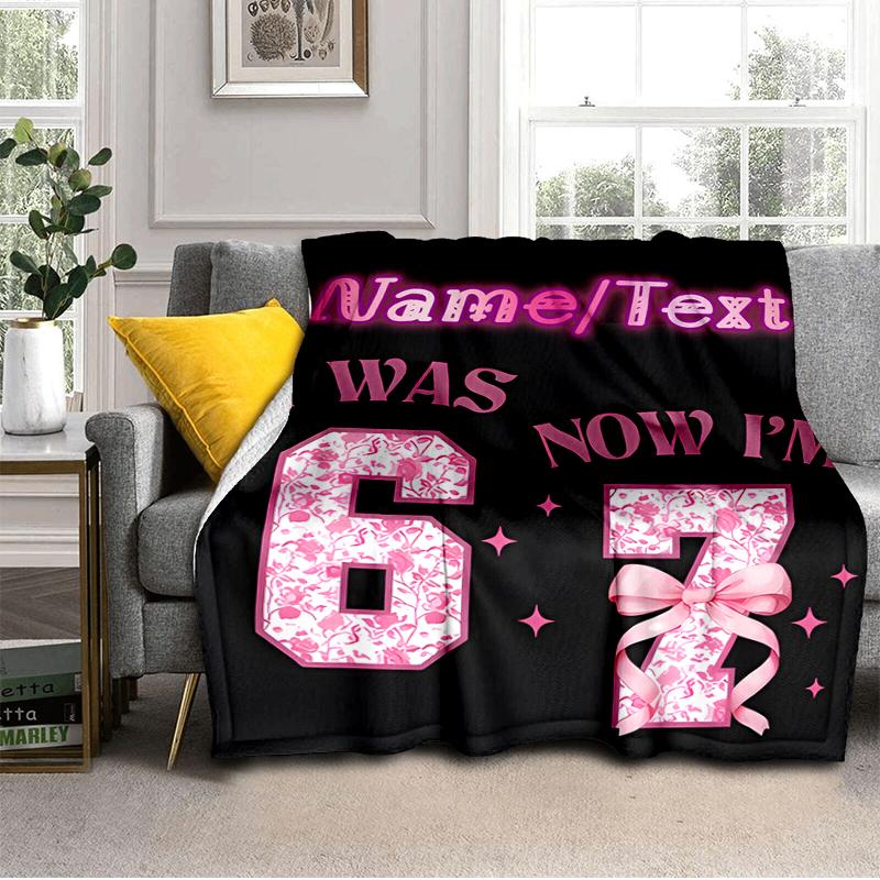 1PC Custom Name Happy Birthday Celebration flannel blanket versatile,all-season throw suitable for the living room,bedroom,camping,travel,and gift