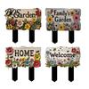Yard Welcome Sign Floral Garden with Stake, Farmhouse Sign, Colorful Flowers Stake Art Rustic for Home Pathway Planter Decor Flower Pot