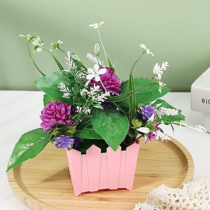 Chrysanthemum Simulated Hydrangea Calla Artificial Flowers Potted Plants Green