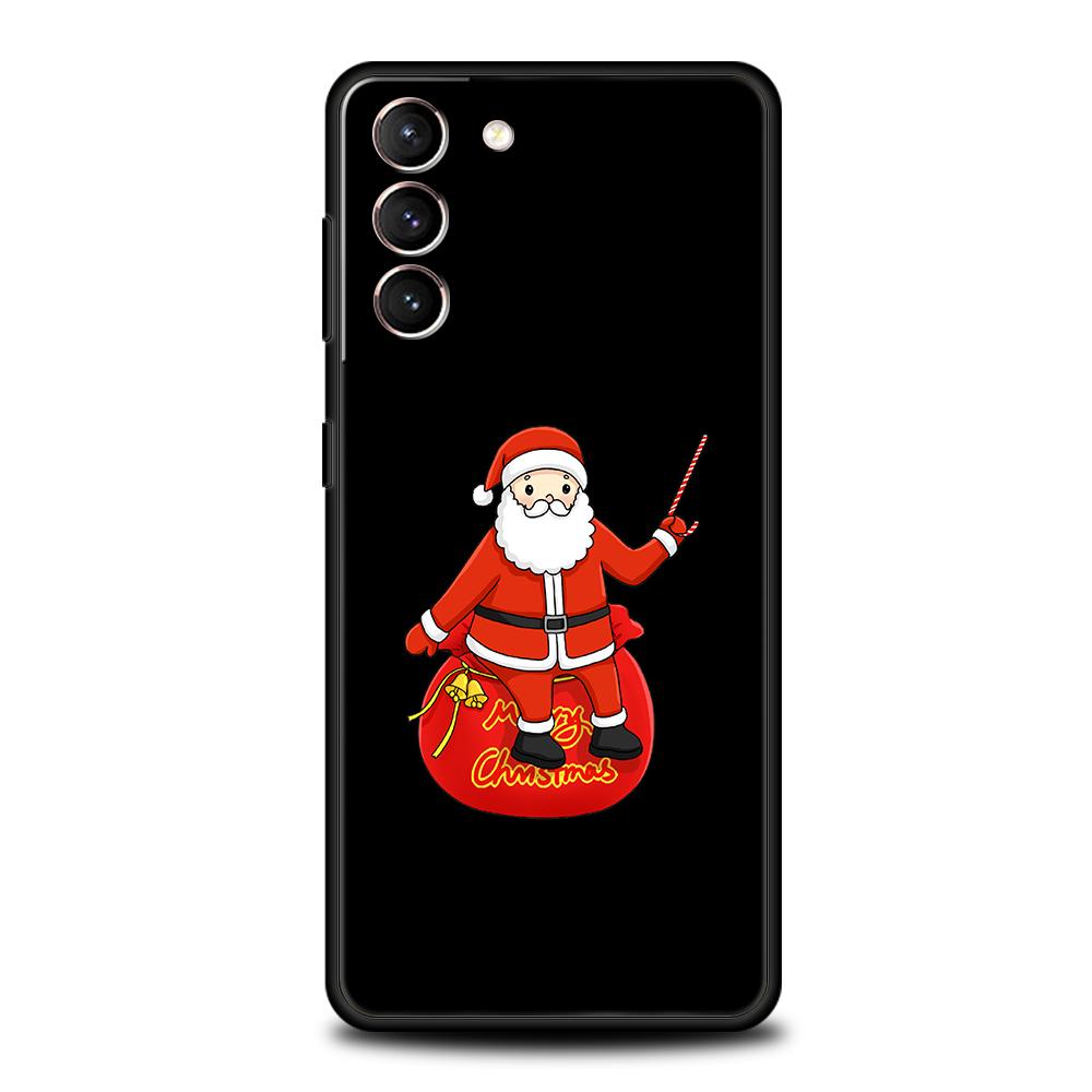 Рождественский чехол для телефона с Санта-Клаусом для Samsung Galaxy S24 S23 Ultra S22 S21 S20 FE 5G S10 S10E S9 Plus S8 Силиконовая черная крышка