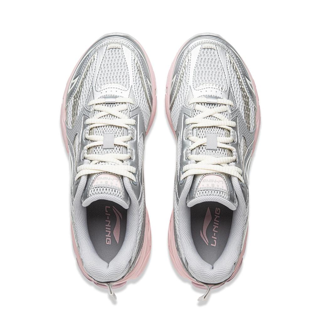 Li Ning Fuyao 2.0 Тканевые Нескользящие Износостойкие Поддерживающие Низкие Беговые Кроссовки Женские Серебристо-Розовые ARXU002-12