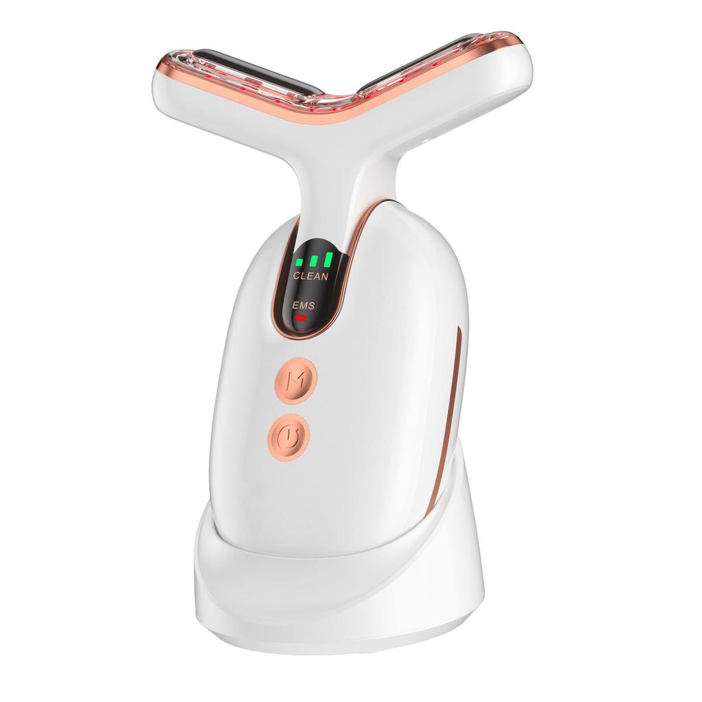 Вибрационный прибор для красоты шеи Цветной свет EMS Массажер для шеи с рисунком Теплый прибор для красоты Подтяжка и укрепление Введение