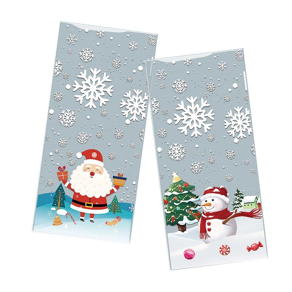 50PCS Multicolor Christmas Gift Bag Xmas Tree Snowman Party Supplies Christmas Candy Bags with Ties Cartoon Santa Packaging Bag