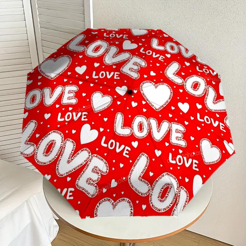 1pc Love, Heart Automatic Folding Umbrella, Heavy-Duty 8-Rib Construction, Perfect for Everyday yy251114180